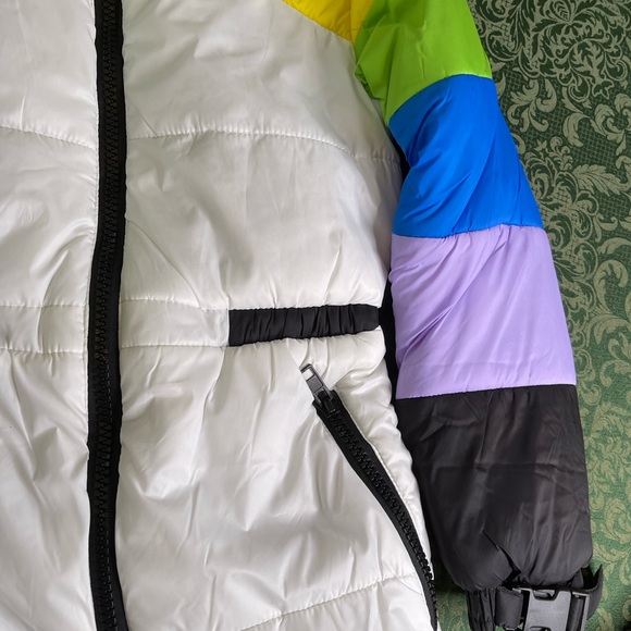 NWT XS Dolls kill Delias Sweet Retreat rainbow pride snow suit bibs puffer coat - Picture 3 of 11